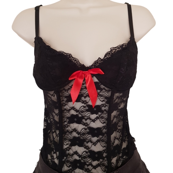 Exposed By Magic Silk Black Lace Stretchy Corset Lingerie Top Size S/M - Picture 4 of 7